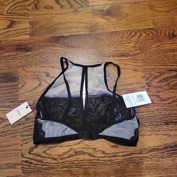 Daydream Nation Lace Keyhole Bra Black Pink Sheer NWT Dolls Kill Small - Picture 2 of 2